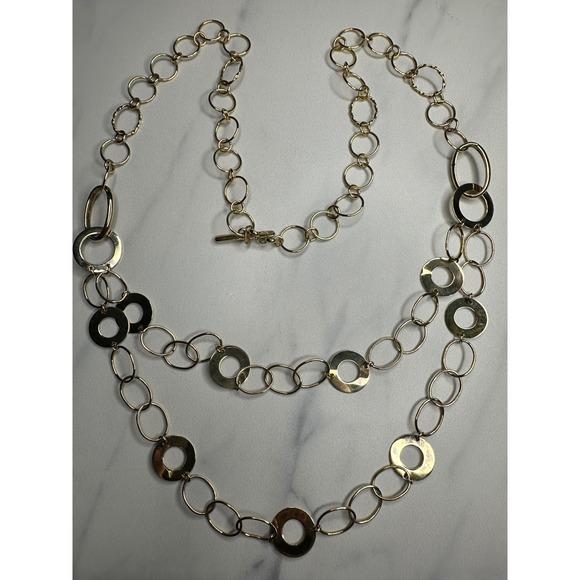 Italia Crea Jewelry - Italia Crea 925 Italy Gold Over Sterling Silver Circle Link Toggle Necklace 28in